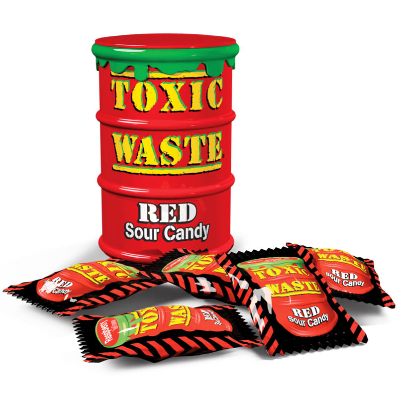 Toxic Waste Red Sour Candy Drum